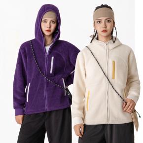 Fleece jacket for women, new autumn/winter model. Thicker inner lining, anti-static and warm-keeping features. Hooded sweatshirt. - 副本