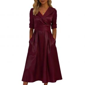 New European and American Cross-border Elegant Satin Dress with Double Pockets