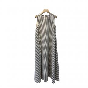 Color woven cotton salt shrinkage craft striped sleeveless women's dress 2026 spring vest long dress