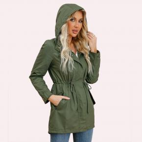 New spring and autumn removable hat trench coat women's cross-border women's clothing large size women's jacket trench coat 
