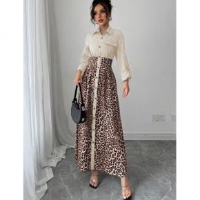 Spring European and American fashion leopard print dress 2025 autumn and winter new European and American style temperament versatile high-end dress